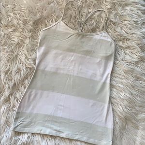 Lululemon White Striped Yoga Tank